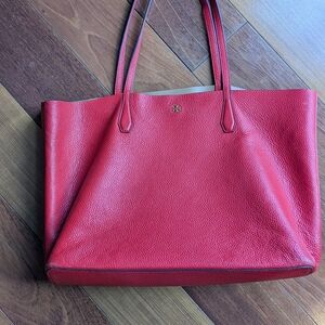 Red Leather Tote Bag Tory Burch